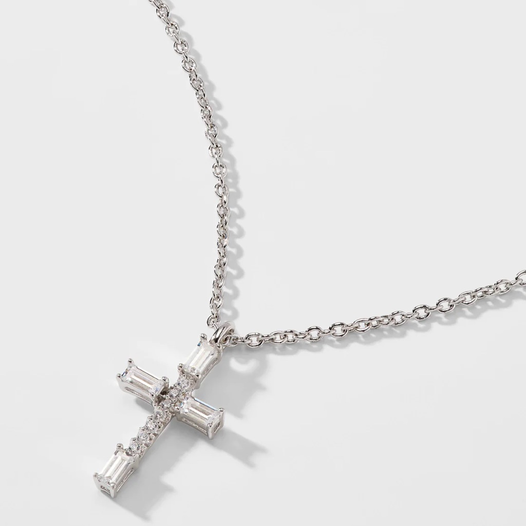 Nadri Nwot Baguette Cz Cross Pendant Necklace